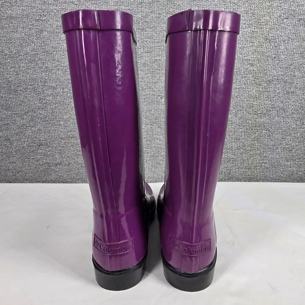 COLUMBIA CHILDREN’S DOWNPOUR RAIN BOOTS PLUM BLACK PURPLE - US SIZE 2